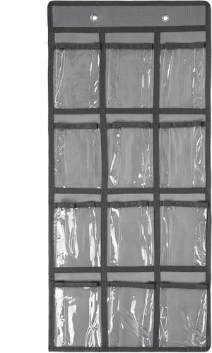 Vista 16 de Organizador para colgar sobre la puerta, para el aula, para colgar en la pared, puerta, armario, bolsa de almacenamiento de tela duradera, 12 Beige