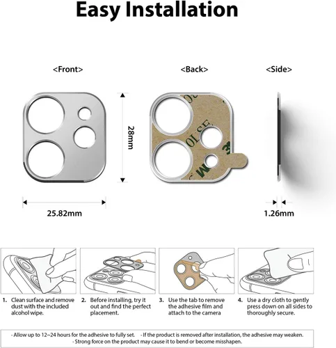 Vista 9 de Ringke Estilo de cámara compatible con iPhone 12 Mini protector de lente de cámara - Plata