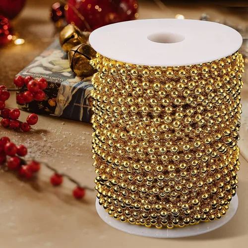 Vista 5 de Jerler Guirnalda de perlas de 33 yardas/98 pies, cadena de cuentas de perlas artificiales, ideal para manualidades DIY, Navidad, boda, ramo