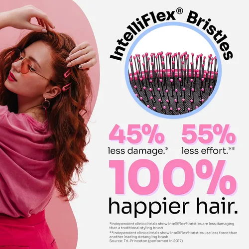 Vista 3 de Wet Brush Cepillo desenredante, cepillo desenredante original (rosa) - Cepillo para cabello húmedo y seco sin enredos para mujeres y hombres - Sin