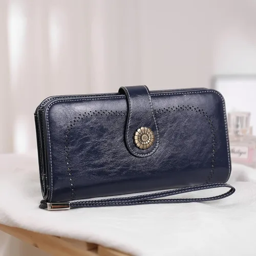 Vista 6 de BOSTANTEN Cartera de cuero genuino para mujer, de gran capacidad, cartera de mano, tarjetero con bloqueo RFID