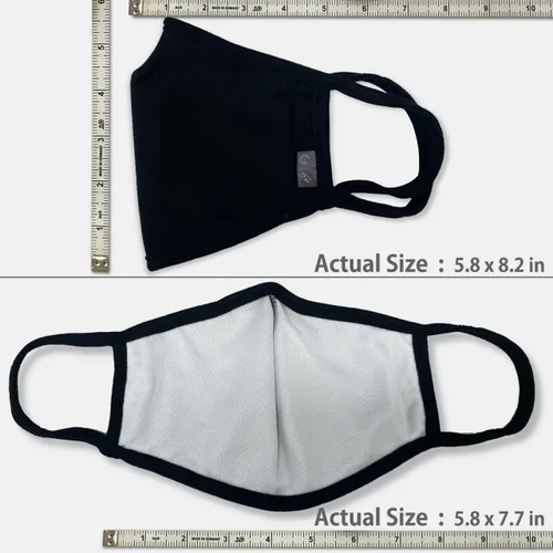 Vista 5 de Paquete de 2 fundas de tela unisex lavables y reutilizables, 100% algodón, 3 capas, color negro al aire libre