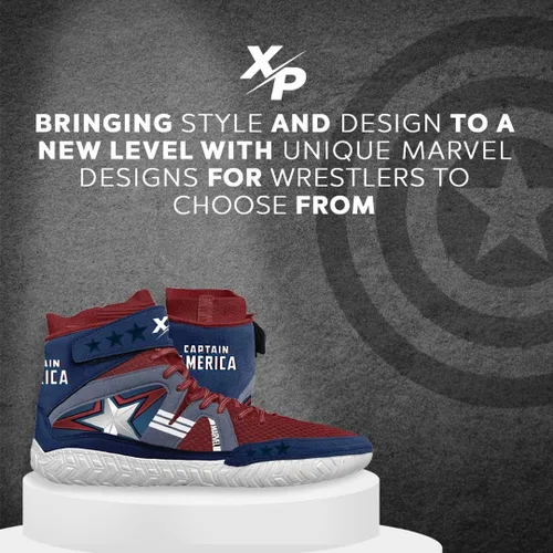 Vista 7 de Xtreme Pro Captain America Kids and Adult Wrestling Shoe's Air Mesh Easy StrapLace Cover Foam Sock Liner (RedBlueWhite)