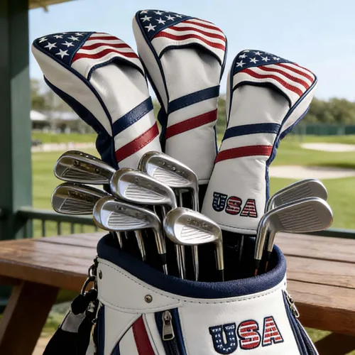 Vista 3 de GOOACTION USA Golf Club 3 5 Fairway Wood Headcover American Stars and Stripes Flag Cuero sintético Patriótico Head Covers Protector