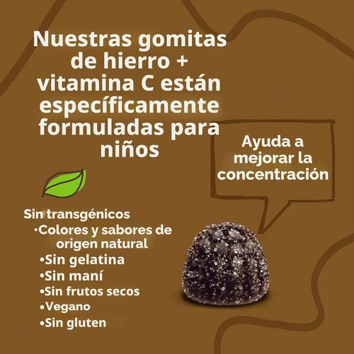 Vista 5 de Viteey - Hierro para niños con vitamina C, sabrosa gomita masticable con sabor a uva Supports Energy, Blood Cell Formulation, Blood Builder Anemia
