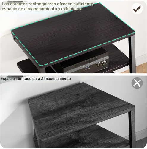 Vista 8 de Armocity Soporte multimedia AV de 4 niveles con tiras de alimentación, soporte estéreo con luces LED, torre de audio en rack con estantes