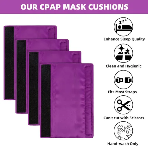 Vista 3 de Paquete de 6 fundas de correa CPAP de satén suaves, cojines de máscara CPAP, cojines de correa CPAP transpirables, protector de cabello CPAP