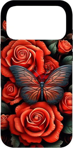Vista 22 de Cute Butterfly Red Floral Flower Butterfly Rose Case for iPhone 17