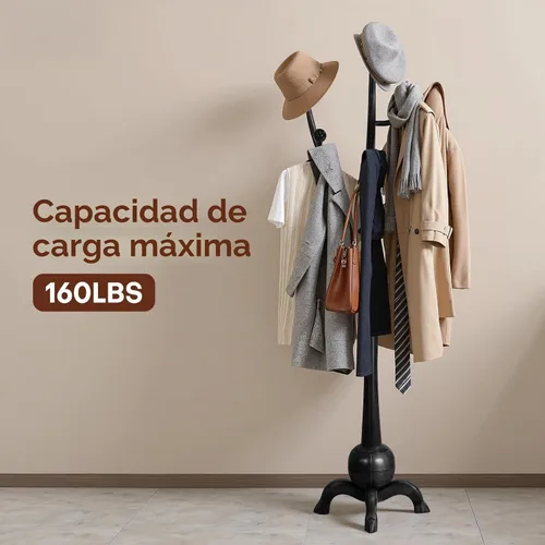 Vista 6 de Perchero de Pie de Madera Resistente con 8 Ganchos, Diseño Único con Aspecto de Rama de Árbol, Perchero de Árbol Premium para Colgar Ropa con Base