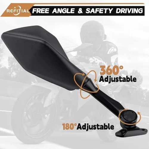Vista 2 de Espejos retrovisores para motocicleta Ninja 300 400 500 ZX6R EX300 EX400 636 650 250R 300R ABS, espejos laterales ajustables y giratorios