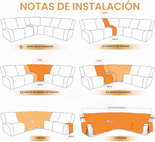 Vista 6 de HDCAXKJ 100% Fundas impermeables para sofá seccional reclinable en forma de L, funda de sofá reclinable acolchada lavable, fundas de esquina