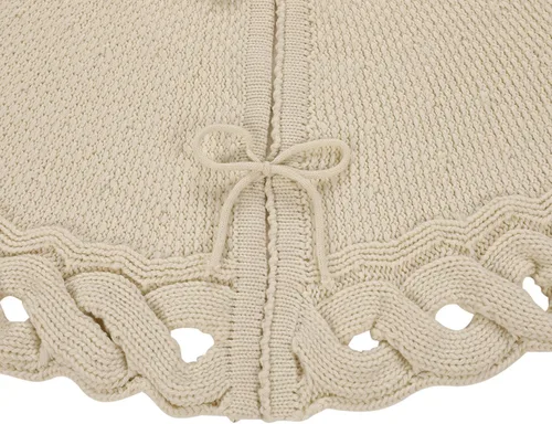 Vista 3 de Sattiyrch Falda de punto para árbol de Navidad – Base clásica de punto trenzado con cierre de lazo – Decoración festiva acogedora para árbol de Beige