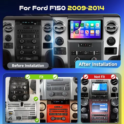 Vista 2 de [4G+64G/5Ghz-WiFi] Radio de coche estéreo para Ford F150 2009-2014, pantalla táctil HD de 9 pulgadas/Android 15/Wireless CarPlay/Android
