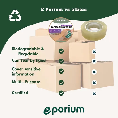 Vista 5 de Cinta de embalaje de papel premium, reciclaje autoadhesiva, cinta de embalaje ecológica resistente para escritura y sin recubrimiento para sellado