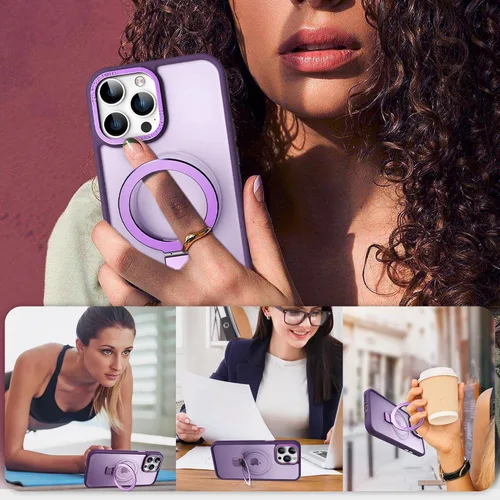 Vista 5 de IKARY Funda para iPhone 12 Pro Max con soporte magnético oculto, compatible con Magsafe y protección contra caídas de grado militar, a prueba