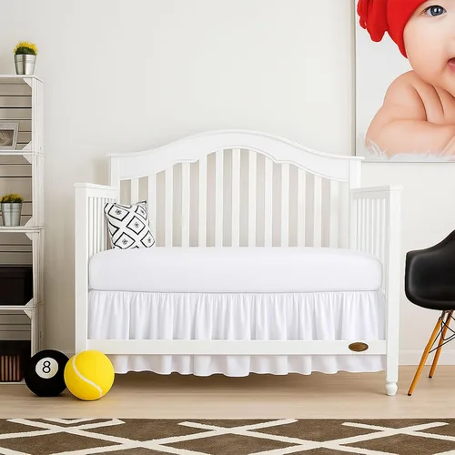 Vista 15 de Cottingon Falda de cama para cuna para guardería, volantes de polvo de ropa de cama de niños pequeños, falda de cuna de microfibra cepillada
