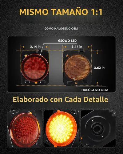 Vista 6 de Luces LED secuenciales de marcador lateral para guardabarros delanteros para J-e-e-p Wrangler JK 2007-2019, lámparas de marcador de parachoques