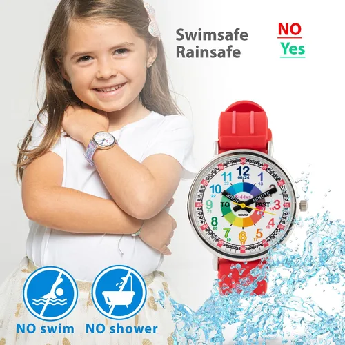Vista 4 de Kiddus Educational Kids Watch for Children Boy and Girl. Analogue Time Teacher Wristwatch with Exercises. Japanese Quartz Movement. Easy to Read and