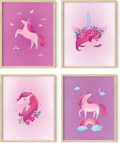 Vista 13 de Haus and Hues - Juego de 4 impresiones artísticas de animales para guardería, decoración de pared para niños y niñas, decoración de habitación
