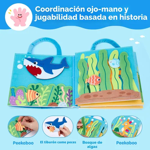 Vista 4 de hahaland Libro de actividades sensoriales Montessori para niños pequeños de 1 a 3 años, juguete de viaje para niños de 1, 2 y 3 años, juguete