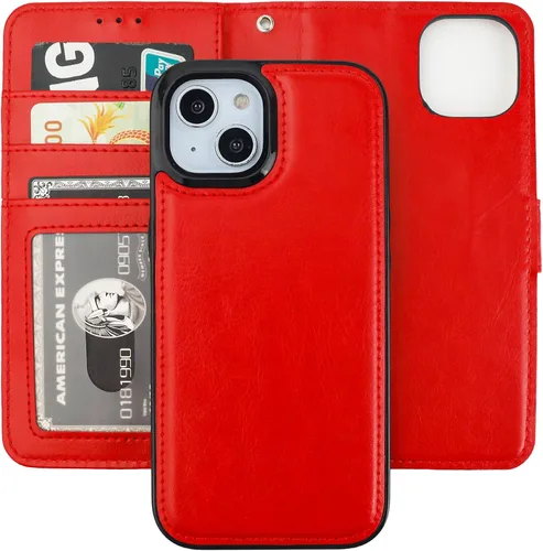 Vista 16 de Bocasal Funda tipo cartera desmontable para iPhone 15 con bloqueo RFID, ranuras para tarjetas, soporte de cuero PU premium, soporte magnético tipo