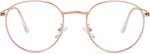 Vista 19 de Kursan Gafas clásicas redondas de metal transparente para mujeres y hombres, lentes sin receta
