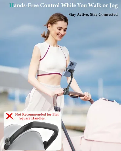 Vista 6 de Soporte de teléfono para cochecito, soporte de teléfono celular con cuello de cisne para cochecito de bebé, carrito de compras, bicicleta