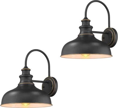 Vista 11 de zeyu 02A390-SE ROB - Lámpara de porche negra de 11 pulgadas, luz exterior de granero para garaje, patio, sensor de movimiento, luz de granero al
