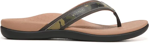 Vista 5 de Vionic sandalias tipo flats para mujer Cuero Camo Negro