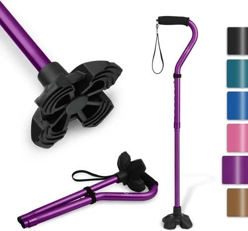 Vista 7 de KINGGEAR F1 Bastón de caminar, bastón para mujeres y hombres, andadores que se mantienen de pie para personas mayores con correa para la muñeca