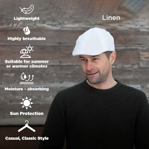 Vista 4 de Bigalli Duckbill Hat Newsboy Sombreros para Hombres Algodón Lino Suave Casual Gorra plana Golf Newsboy Cap Boinas para Hombre