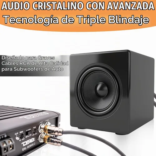 Vista 3 de Elite Audio Serie Pro 3 pies. Cable corto de audio para carro RCA de 2 canales - Triple blindaje, conectores de latón, cobre libre de oxígeno, cable