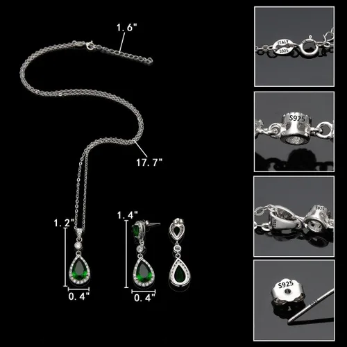 Vista 5 de EleQueen Collar de plata de ley 925 con circonias cúbicas y aretes en juego.