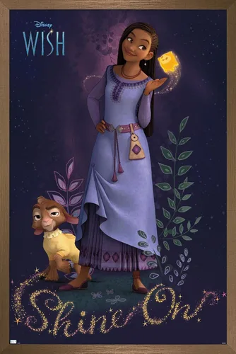 Vista 14 de Trends International Disney Wish - Póster de pared Asha, 22.4 pulgadas de largo x 14.7 pulgadas, versión enmarcada en madera de granero