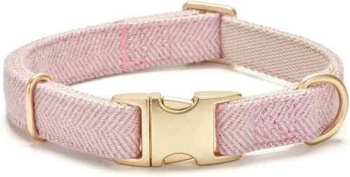 Vista 9 de Collar de algodón suave para perro con hebilla de metal, ajustable, resistente, cómodo, collares de pana para perros pequeños, medianos y grandes