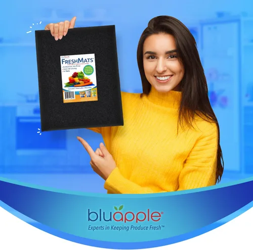 Vista 7 de Bluapple FreshMats, forro para contenedor de refrigerador, tapetes para cajón de refrigerador, forro extensor de vida útil del cajón para verduras