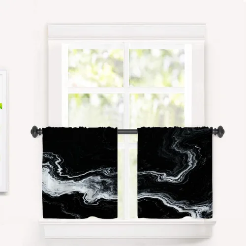 Vista 55 de Cortinas opacas de poliéster multicapa marrón con diseño de bosque natural, 2 unidades, 26 x 24 pulgadas