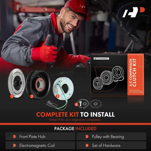 Vista 2 de A-Premium Kit de embrague de compresor de aire acondicionado compatible con Ford Edge 2019-2022 2.7L y Lincoln Nautilus 2019-2022 2.7L