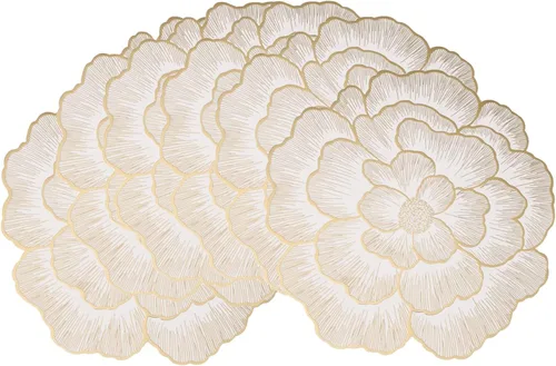 Vista 11 de pigchcy Juego de 4 manteles individuales dorados de 15 pulgadas, lavables para interiores y exteriores, impermeables, antideslizantes, para fiestas