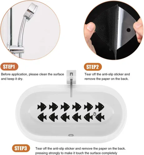 Vista 6 de Secopad Calcomanías para bañera antideslizantes, 24 piezas de peldaños de ducha de seguridad con raspador premium (negro)