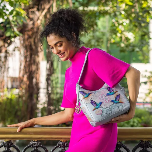 Vista 5 de Anuschka Bolso de mano de cuero genuino para mujer Hobo clásico con bolsillo lateral