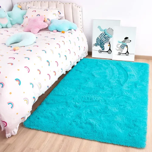 Vista 47 de Noahas Alfombras de Área Grandes y Esponjosas de 5x8 pies para Sala de Estar y Dormitorio, Alfombra Gruesa de Pelo Largo Beige y Blanca, Alfombra