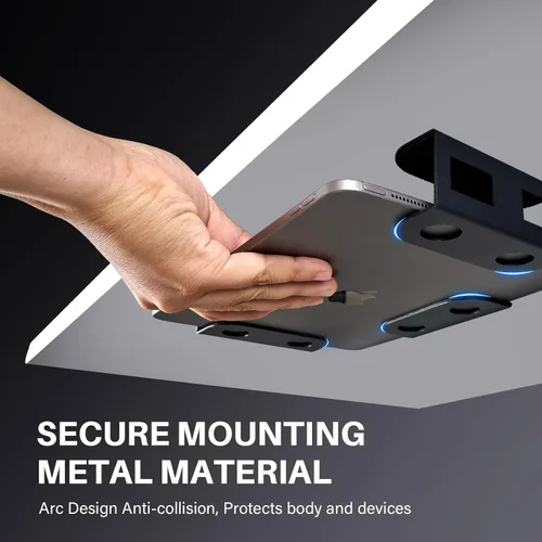 Vista 2 de BYMECOST Soporte de almacenamiento para portátil debajo del escritorio, soporte de metal para dispositivos bajo el escritorio, para dispositivos