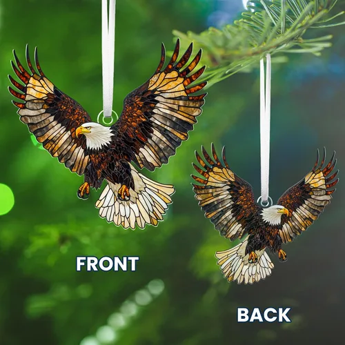 Vista 5 de FLAGWIX Regalos de águila calva de Navidad para hombres y mujeres - Adornos acrílicos planos 2D (no 3D) 2025 para decoraciones - Adorno de águila