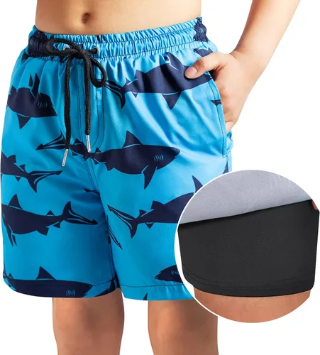 Vista 2 de Traje de baño para niños con forro tipo bóxer de secado rápido para playa