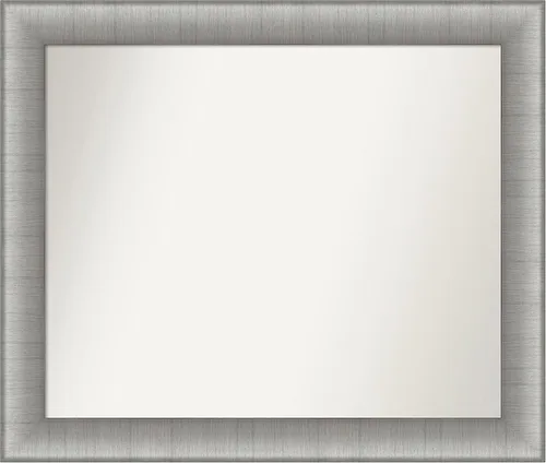 Vista 150 de Amanti Art Espejo de baño plateado para sobre el fregadero, 28 x 37 pulgadas, elegante espejo rectangular de peltre cepillado, marco de madera