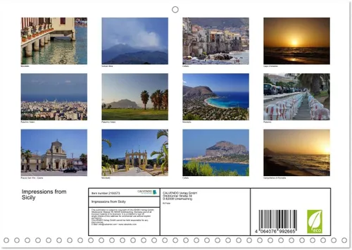 Vista 2 de Impressions from Sicily (calendario mensual de pared 2022 11.4 x 16.1 in (abierto)