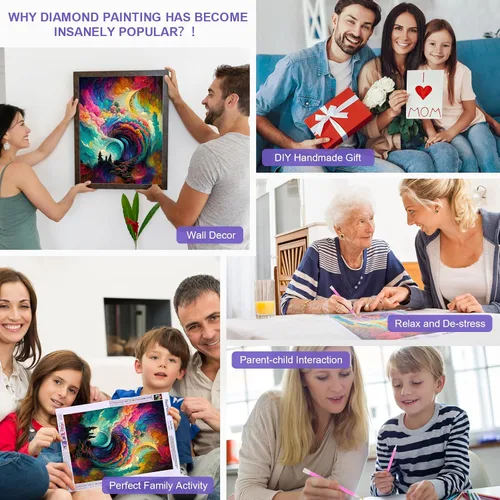 Vista 7 de Kits de Arte de Diamantes DIY para Adultos - Juego Completo de Pintura de Diamantes 5D con Detalles Completos de Nubes Auspiciosas y Coloridas