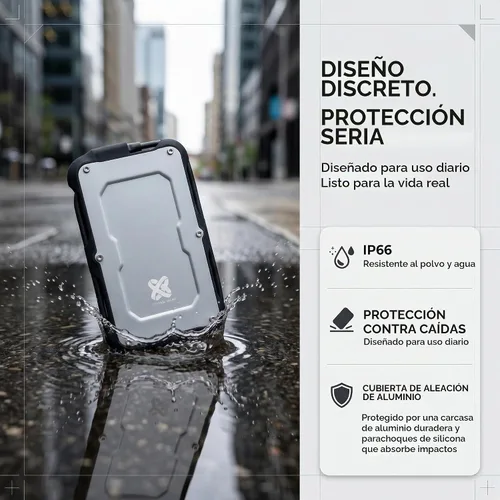 Vista 3 de Titanium One SSD externo rugoso 240GB hasta 500MB/s IP66 prueba de gota de agua