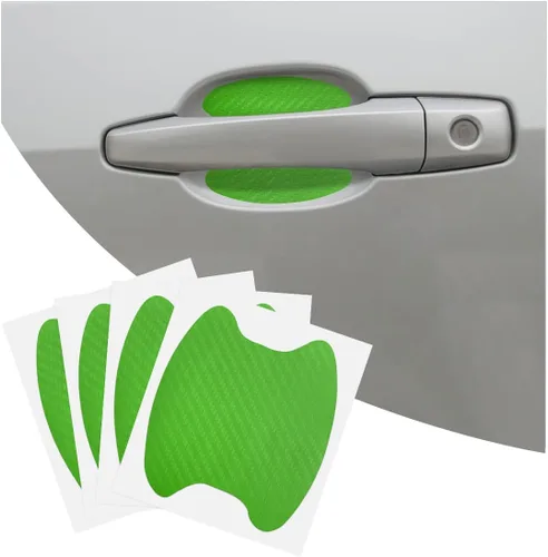 Vista 16 de 4 calcomanías para tazas de manijas de automóvil, película protectora antiarañazos de fibra de carbono para puertas de automóvil, protector de tazas
